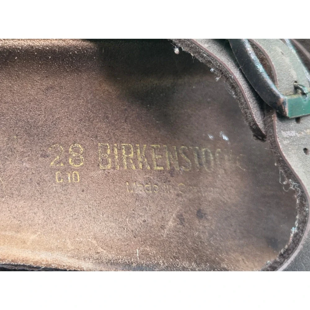 Birkenstock Arizona Kids Sandals Size 28 C10 Brown Metallic Two Strap Slides